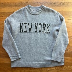 Just Polly Light Gray New York Crewneck Sweater